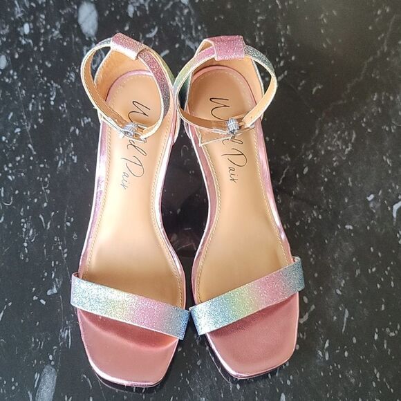 WILD PAIR BETHIE2 RAINBOW GLITTER BREATHABLE BESTIE SQUARE TOE SANDAL - Picture 3 of 16